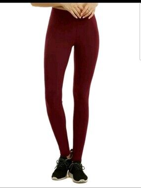 NWT Sofra Womens High Waist Full Length Burgundy Workout Leggings Size Large